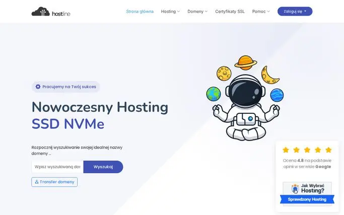 Strona główna Hostline (klient.hostline.pl) – zrzut ekranu